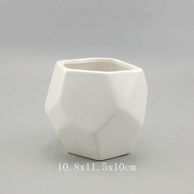 ceramic faceted planter white