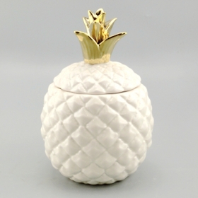 kerámia fehér dekoratív ananász tál arany fedéllel