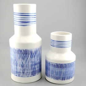 ceramic white and blue vase